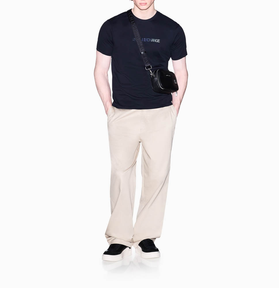 Maglietta blu con scritta ARMANI EXCHANGE da uomo-1
