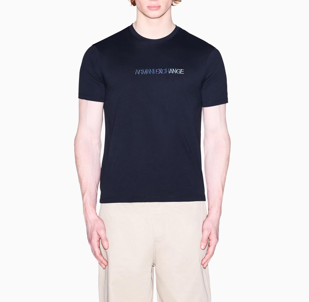 Maglietta blu con scritta ARMANI EXCHANGE da uomo-2