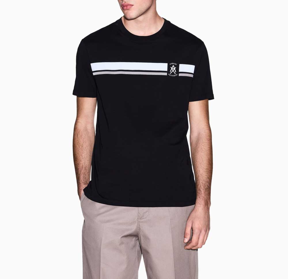ARMANI EXCHANGE t-shirt uomo regular fit con banda a contrasto e logo-2