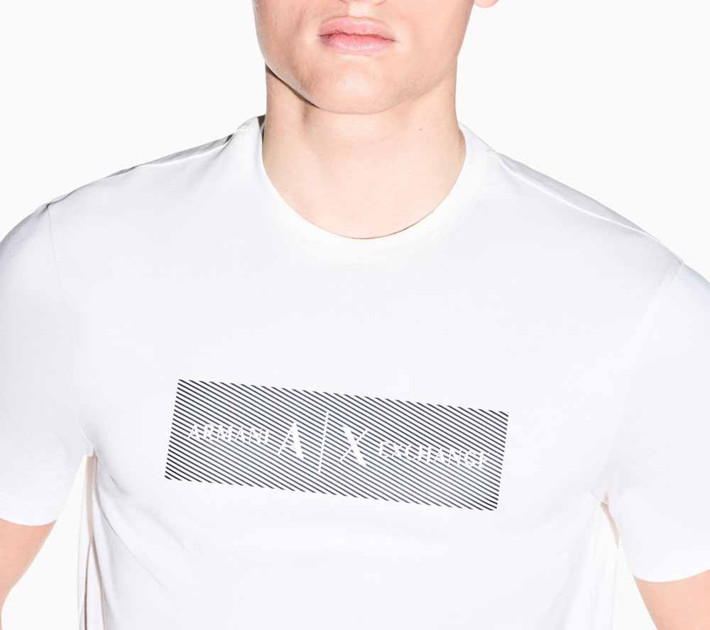 ARMANI EXCHANGE t-shirt bianca in cotone con scritta logo-4