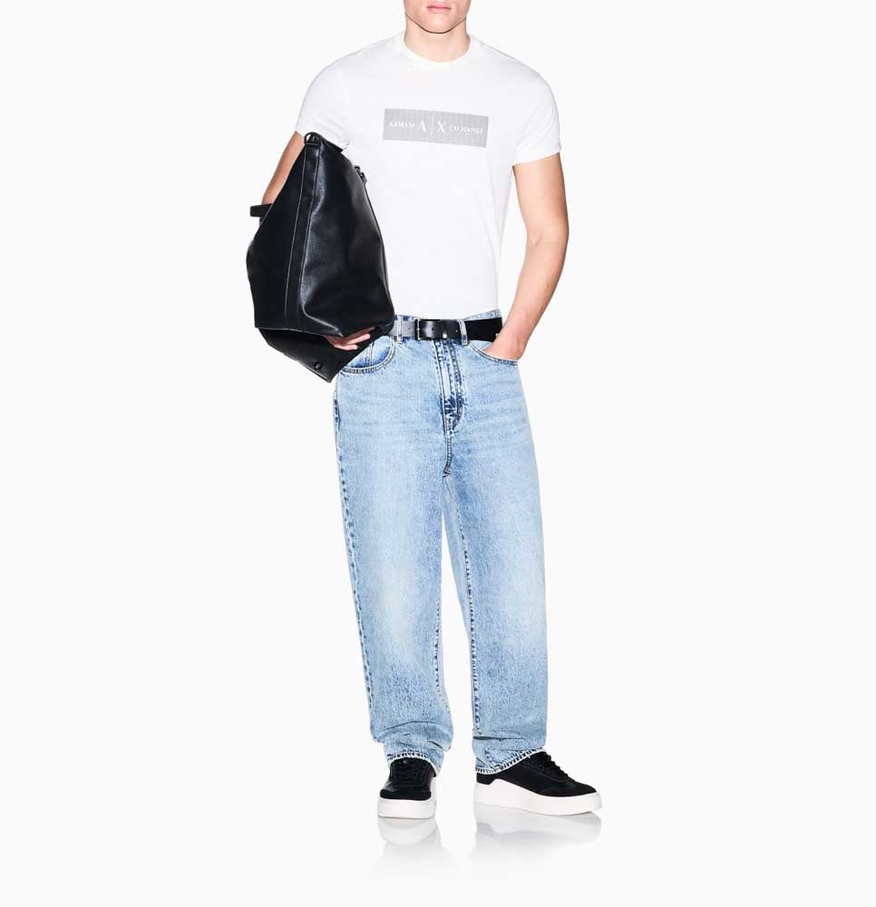 ARMANI EXCHANGE t-shirt bianca in cotone con scritta logo-3