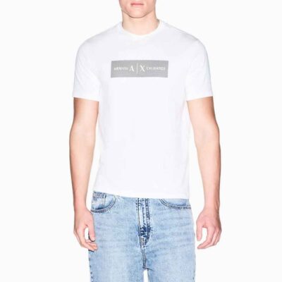 ARMANI EXCHANGE t-shirt bianca in cotone con scritta logo