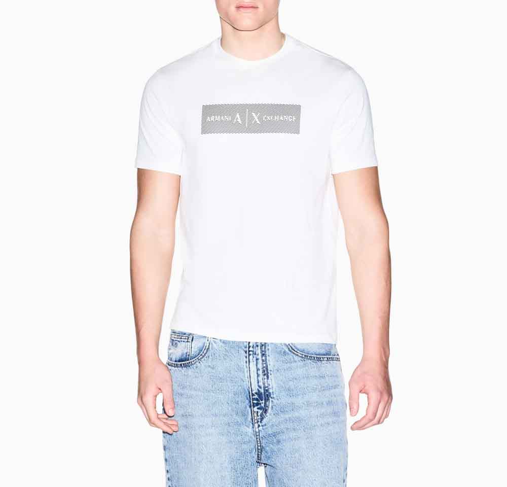ARMANI EXCHANGE t-shirt bianca in cotone con scritta logo