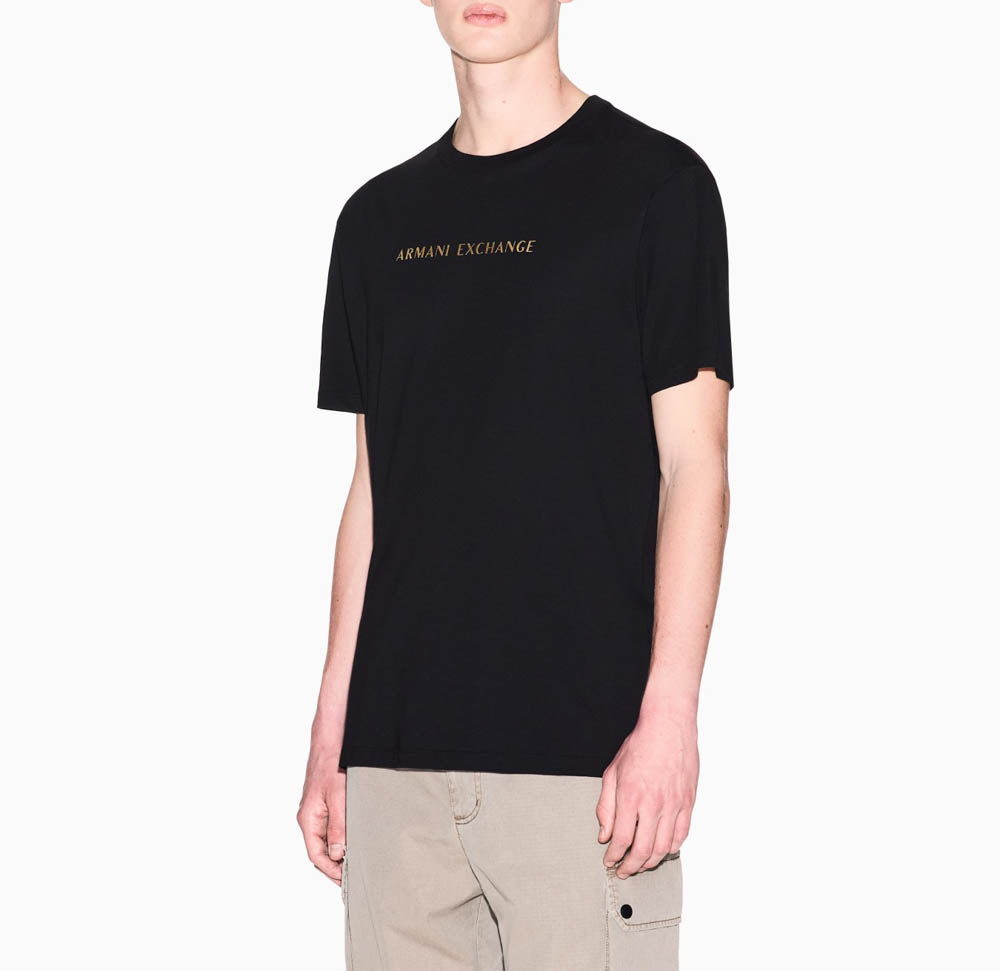 Maglietta nera uomo ARMANI EXCHANGE con scritta oro-1