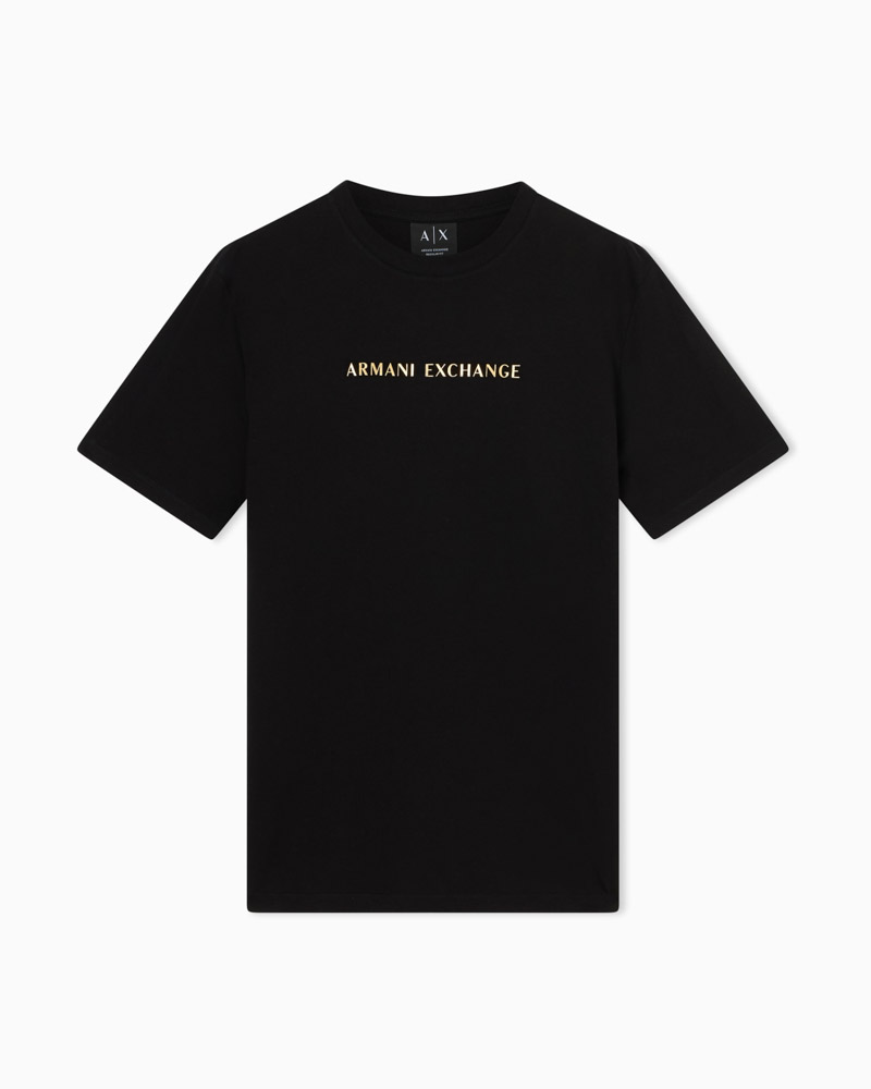 Maglietta nera uomo ARMANI EXCHANGE con scritta oro-2